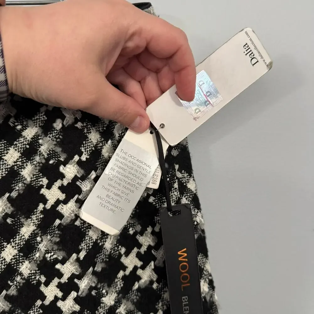 NWT Dalia Collection Wool Blend Short Pencil Skirt Size 8 Black & White Tweed - Picture 8 of 9